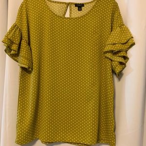 Ann Taylor Factory Dot Ruffle Cuff Top